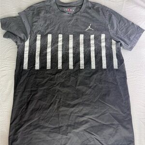 Jordan Men’s Black and Gray Striped Graphic Short Sleeve Tee